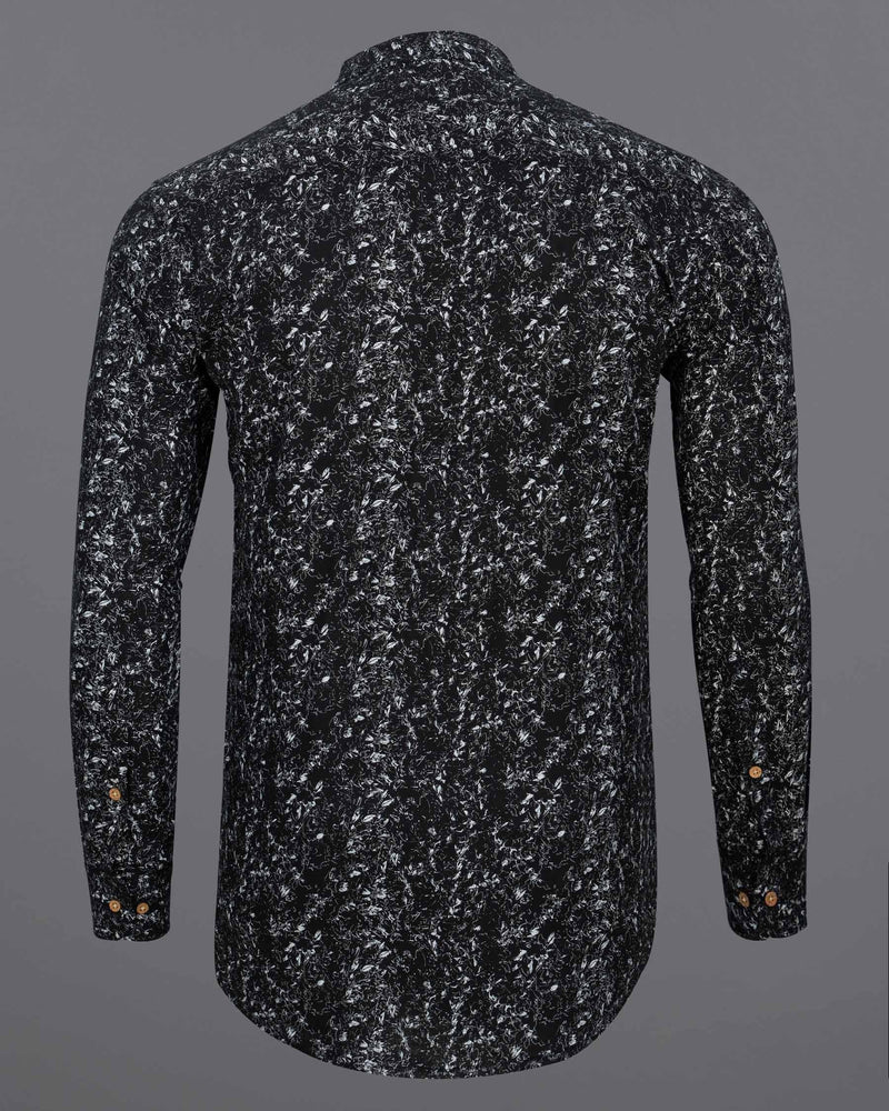 Jade Black Printed Dobby Textured Premium Giza Cotton Kurta Shirt