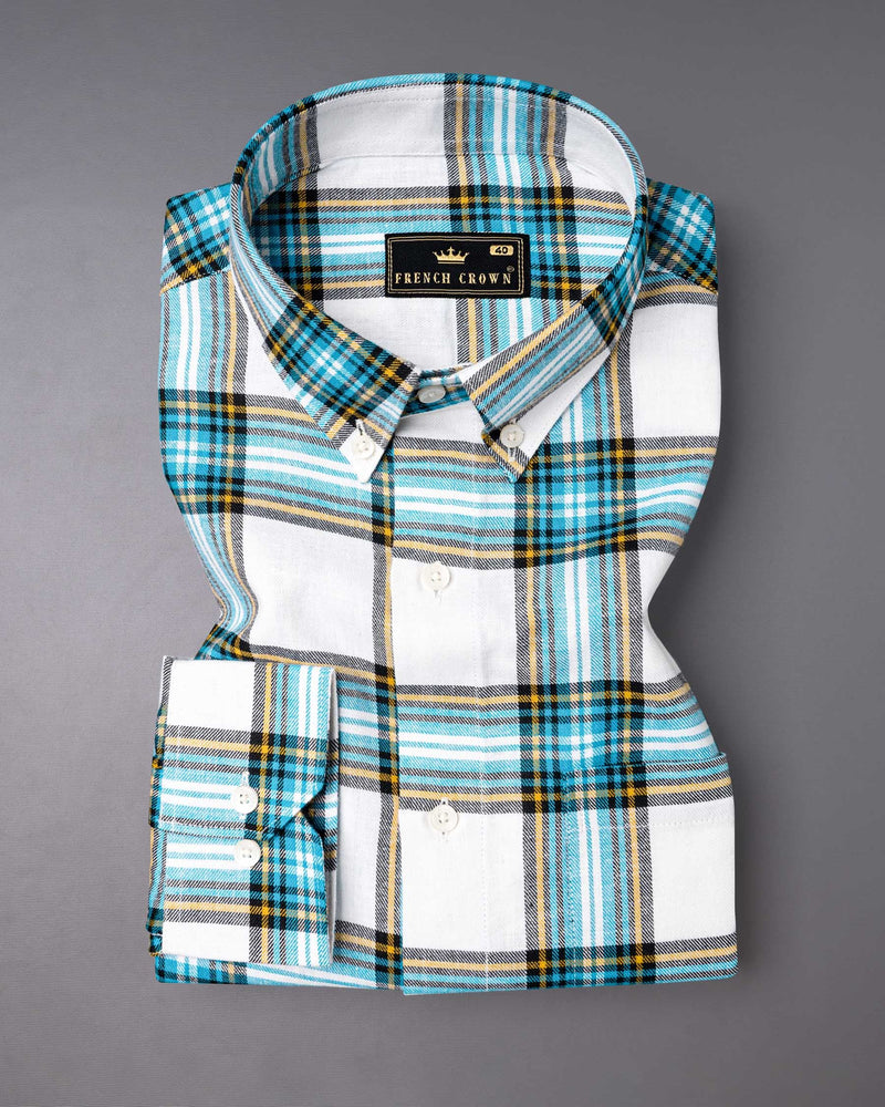 Eastern Blue and White Twill Plaid Premium Cotton Shirt  6503-BD-38, 6503-BD-H-38, 6503-BD-39, 6503-BD-H-39, 6503-BD-40, 6503-BD-H-40, 6503-BD-42, 6503-BD-H-42, 6503-BD-44, 6503-BD-H-44, 6503-BD-46, 6503-BD-H-46, 6503-BD-48, 6503-BD-H-48, 6503-BD-50, 6503-BD-H-50, 6503-BD-52, 6503-BD-H-52