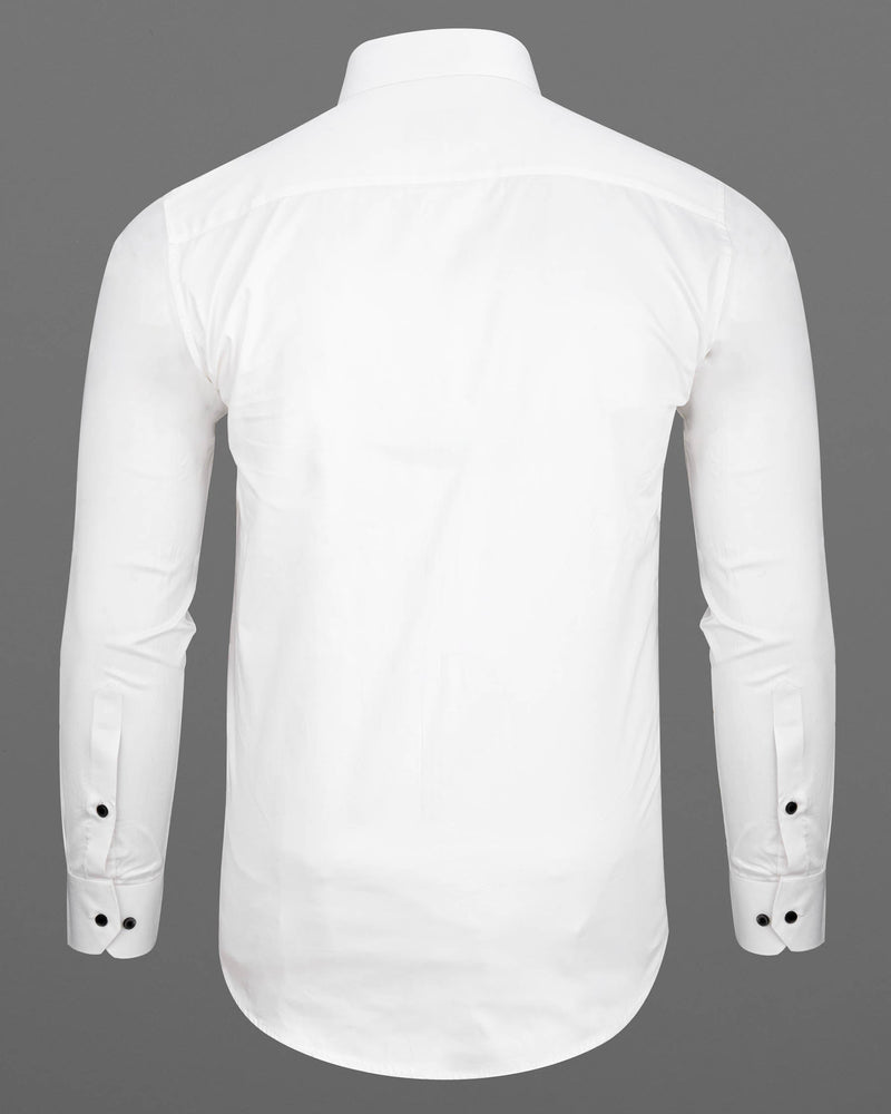 Bright White with double black Strapped Super Soft Premium Cotton Shirt