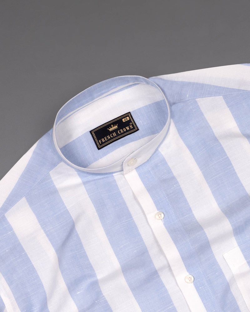 Bright White and Periwinkle Blue Thick Striped Luxurious Linen Shirt 6559-M-38,6559-M-H-38,6559-M-39,6559-M-H-39,6559-M-40,6559-M-H-40,6559-M-42,6559-M-H-42,6559-M-44,6559-M-H-44,6559-M-46,6559-M-H-46,6559-M-48,6559-M-H-48,6559-M-50,6559-M-H-50,6559-M-52,6559-M-H-52