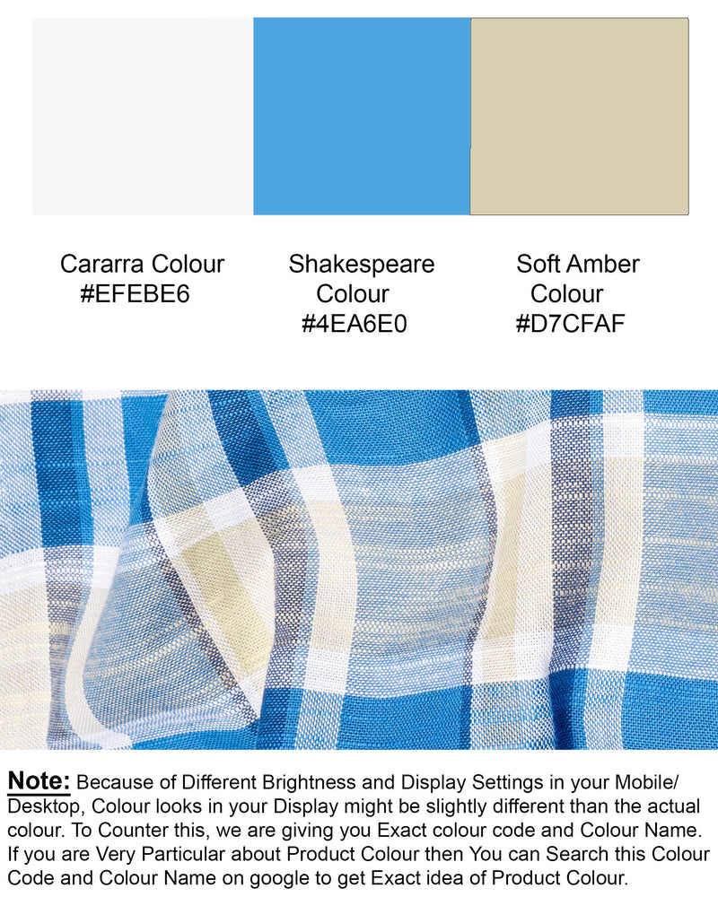 Cararra with Shakespeare Blue Plaid Luxurious Linen Shirt 6568-BD-38,6568-BD-H-38,6568-BD-39,6568-BD-H-39,6568-BD-40,6568-BD-H-40,6568-BD-42,6568-BD-H-42,6568-BD-44,6568-BD-H-44,6568-BD-46,6568-BD-H-46,6568-BD-48,6568-BD-H-48,6568-BD-50,6568-BD-H-50,6568-BD-52,6568-BD-H-52