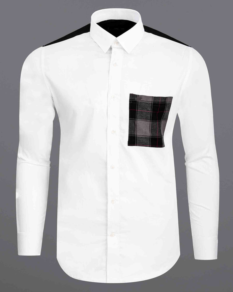 Bright White with black plaid Super soft Premium Cotton Shirt