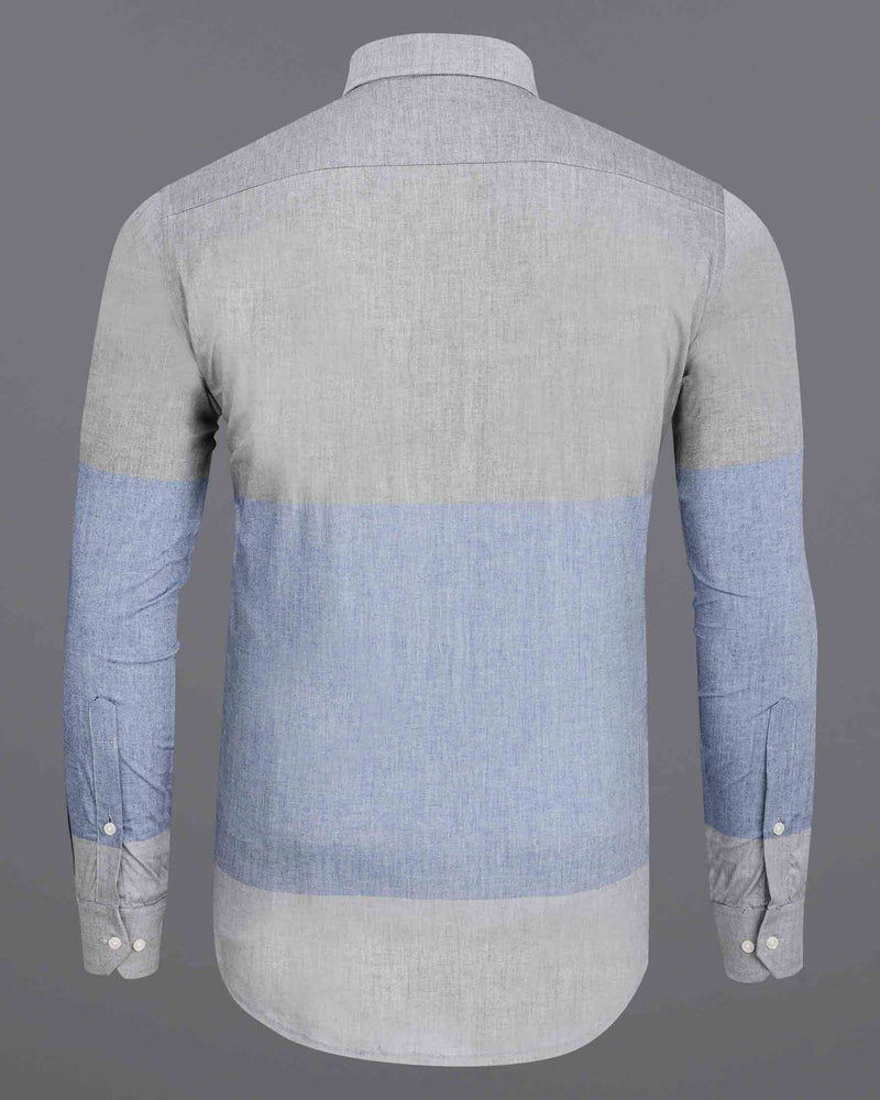 Silver Sand and Cadet Blue Premium Cotton Shirt