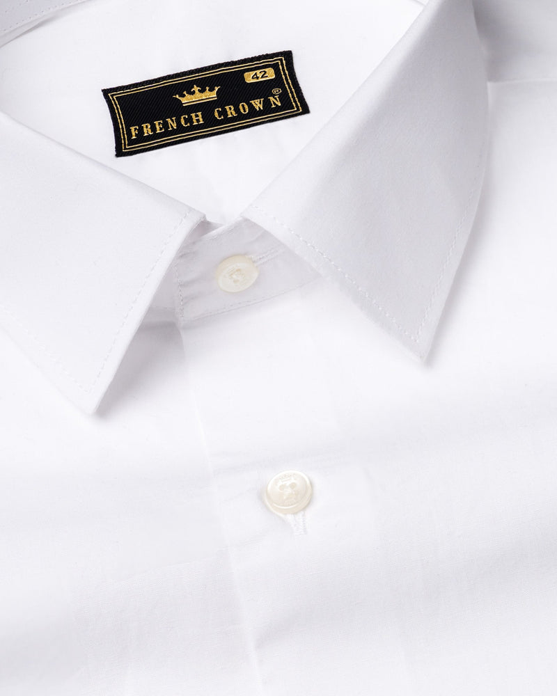 Bright White with Brown Plaid Sleeves Premium Cotton Shirt