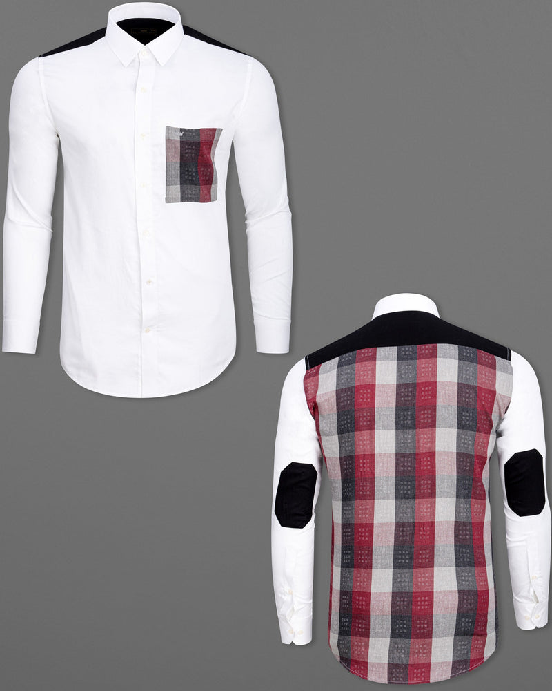 Bright White with Black Checkered Super Soft Premium Cotton Shirt