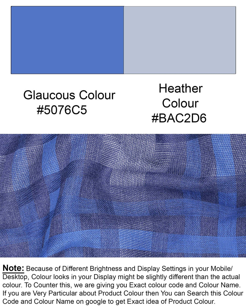 Glaucous Blue Plaid Twill Textured Premium Cotton Shirt 6680-38,6680-H-38,6680-39,6680-H-39,6680-40,6680-H-40,6680-42,6680-H-42,6680-44,6680-H-44,6680-46,6680-H-46,6680-48,6680-H-48,6680-50,6680-H-50,6680-52,6680-H-52