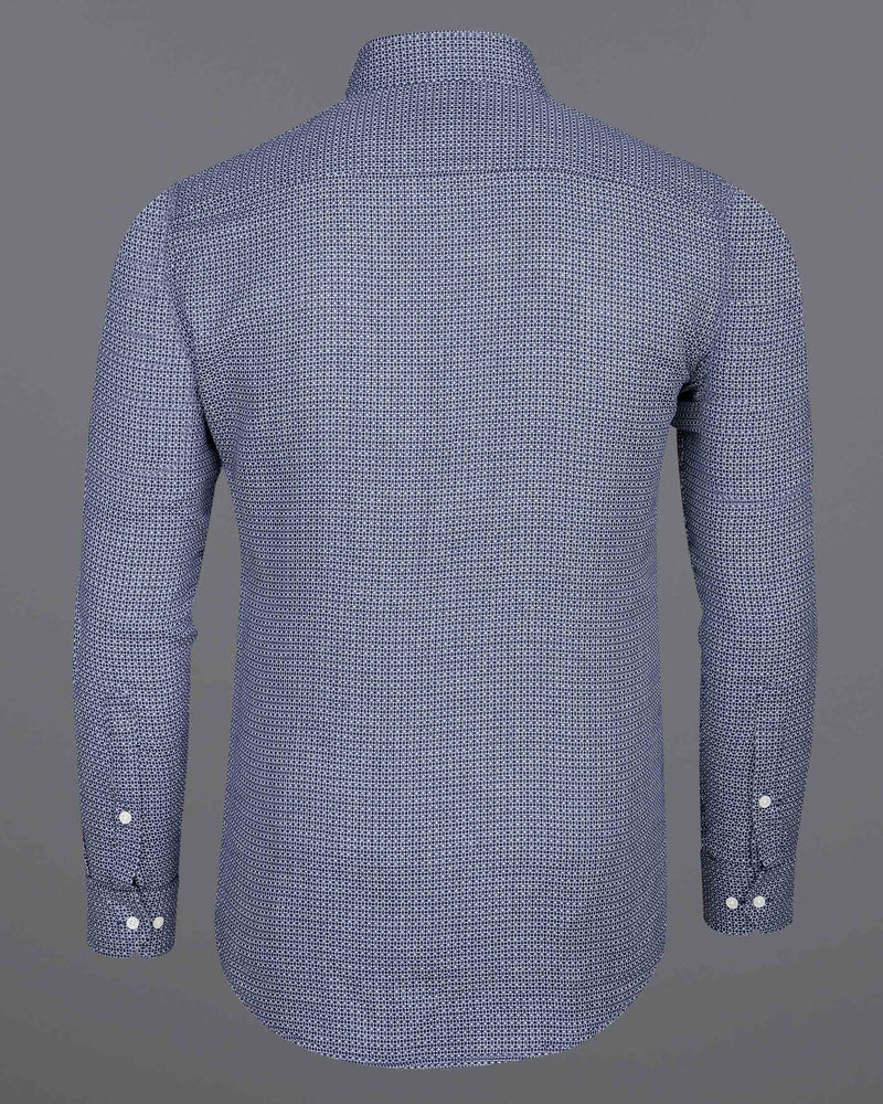 Rhino Blue and White Geometrical Design Dobby Textured Premium Giza Cotton Shirt