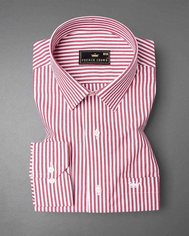 Red and White Striped Premium Cotton Shirt