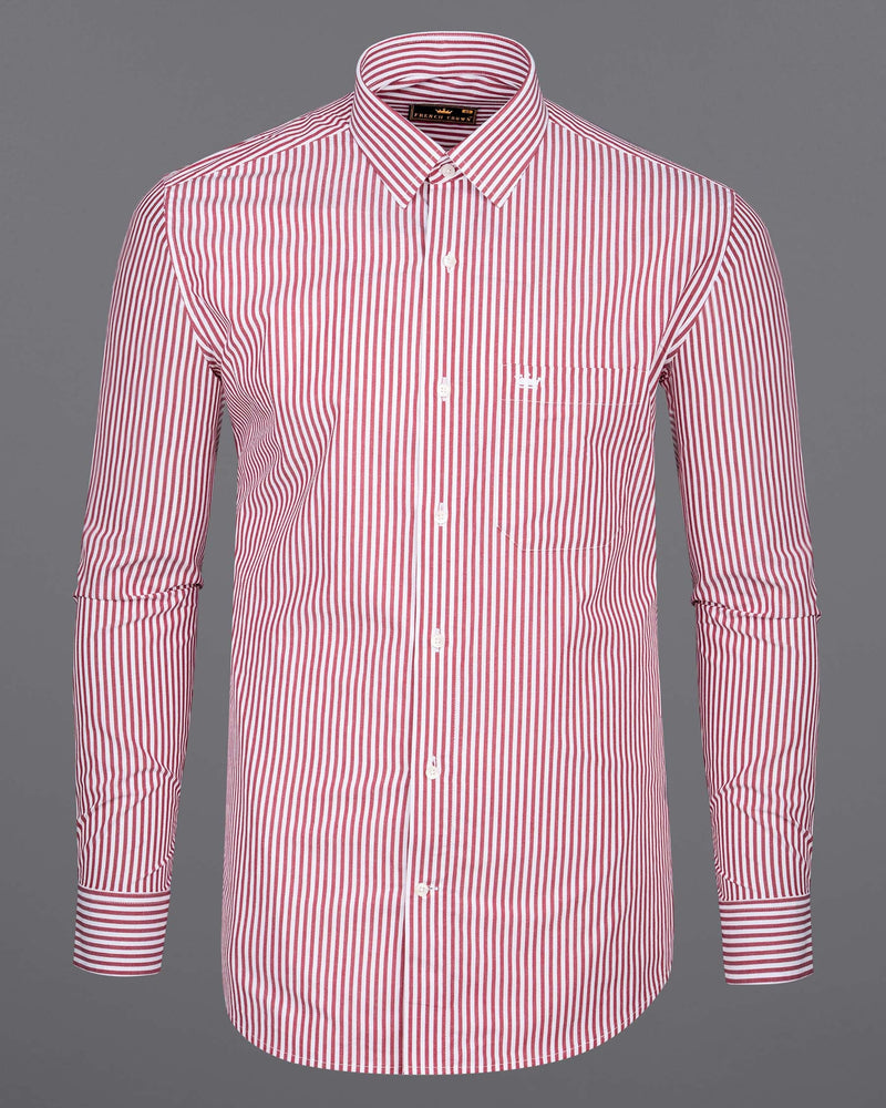 Red and White Striped Premium Cotton Shirt
