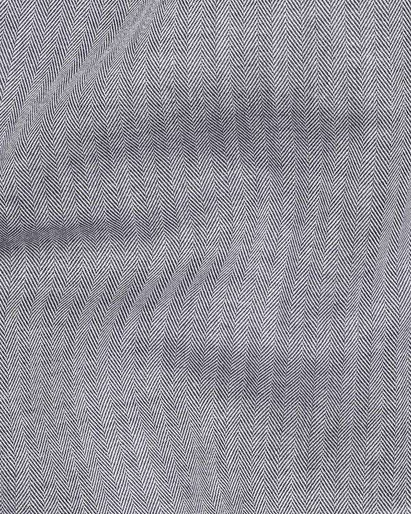 French Gray Striped Herringbone Shirt