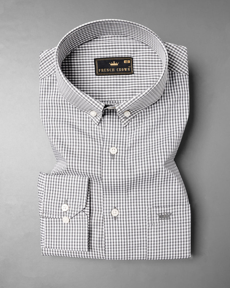 Suva Gray and White Checkered Premium Cotton Shirt