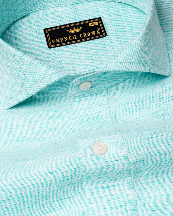 Morning Glory Blue Chambray Textured Premium Cotton Shirt