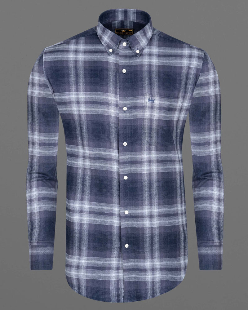 GunPowder and Botticelli Blue Plaid Premium Twill Textured Premium Cotton Shirt