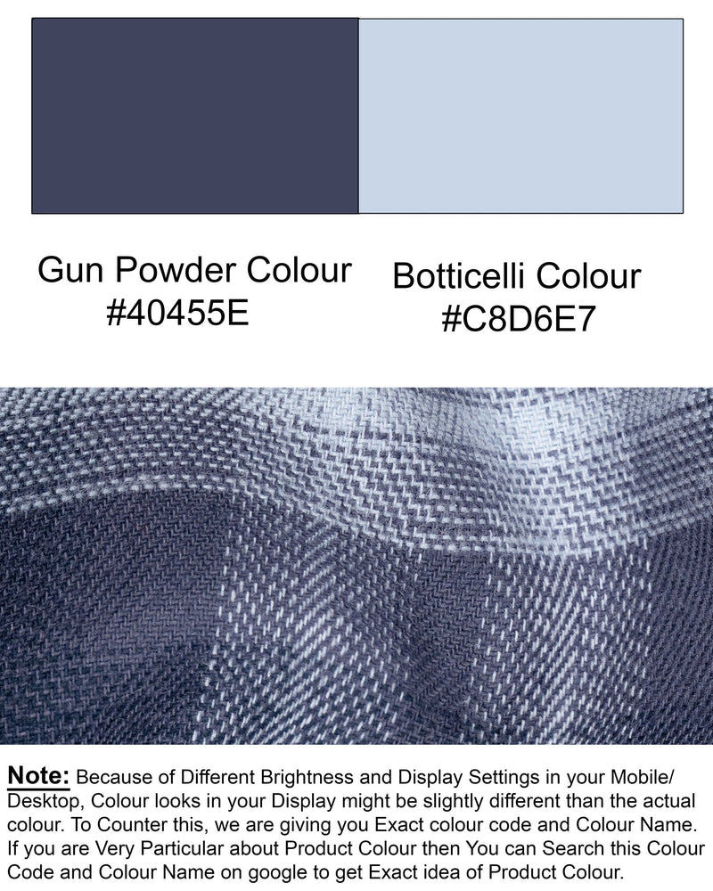 GunPowder and Botticelli Blue Plaid Premium Twill Textured Premium Cotton Shirt