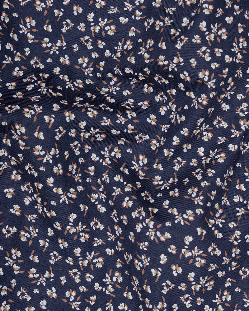 Mirage Blue and White Floral Printed Super Soft Premium Cotton Shirt
