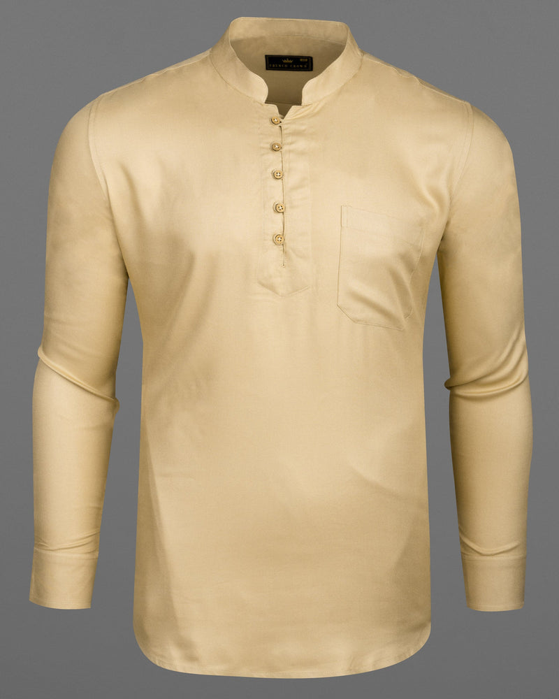 Sapling Golden Luxurious Linen Kurta Shirt