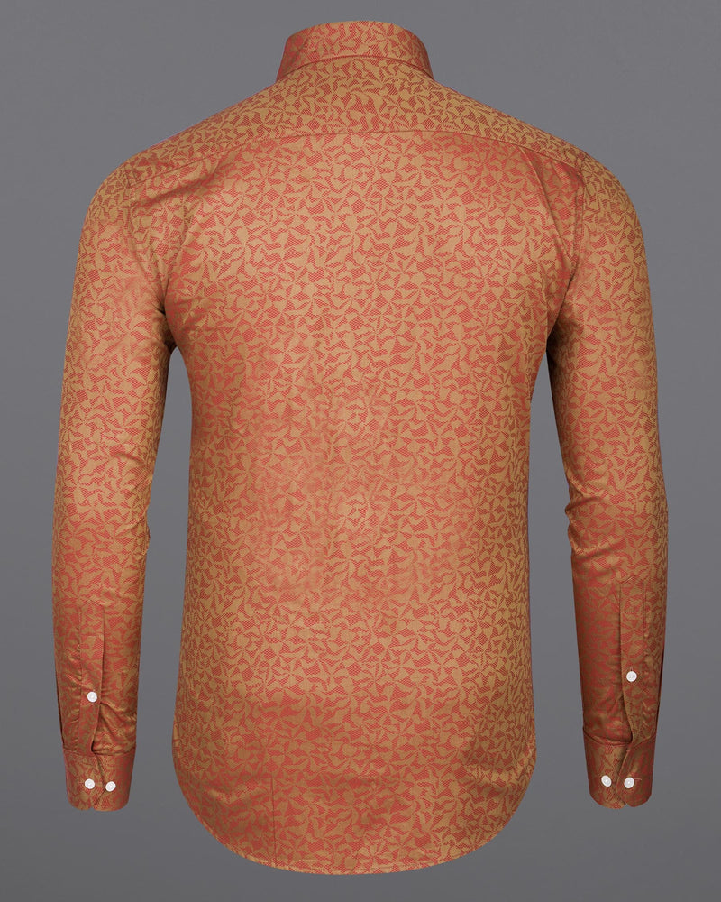 Driftwood Red Jacquard Textured Premium Giza Cotton Shirt