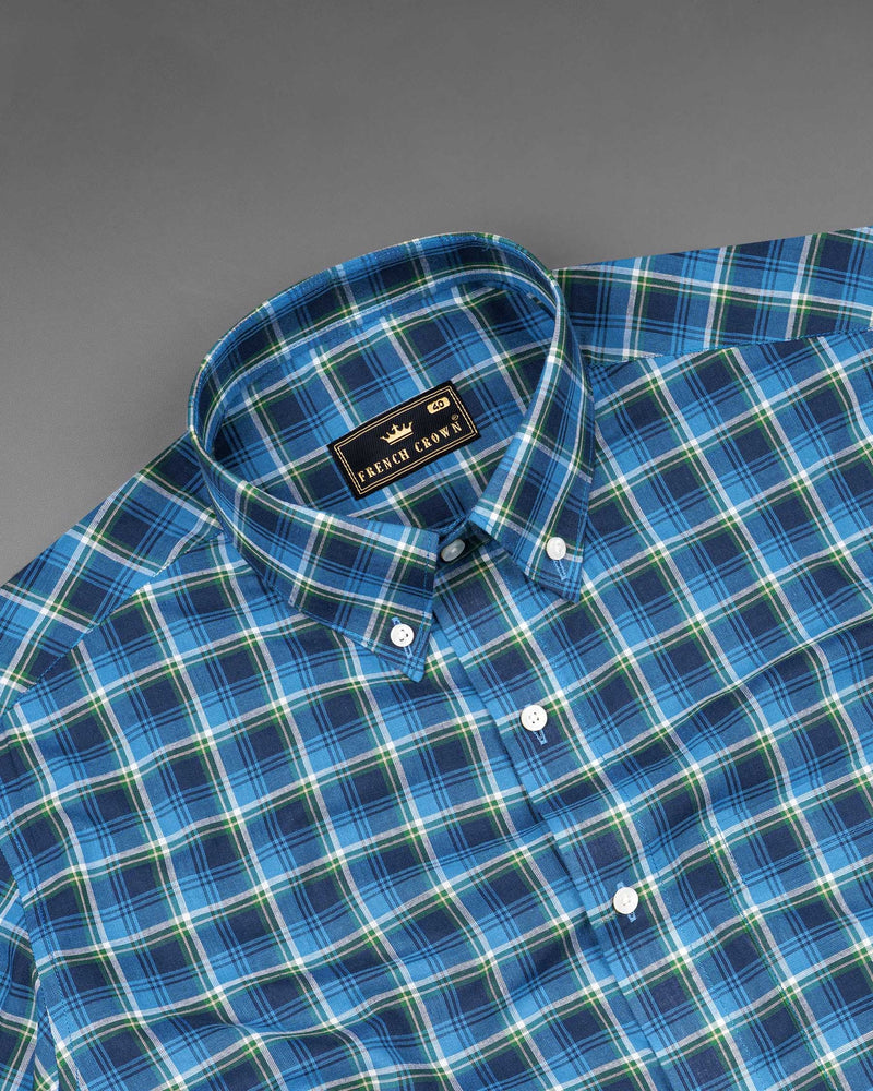 Havelock Blue with Cloud Burst Plaid Premium Cotton Shirt