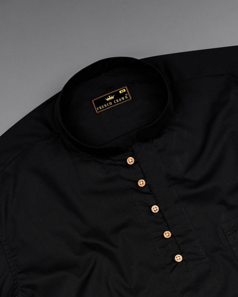 Jade Black Premium Cotton Kurta Shirt