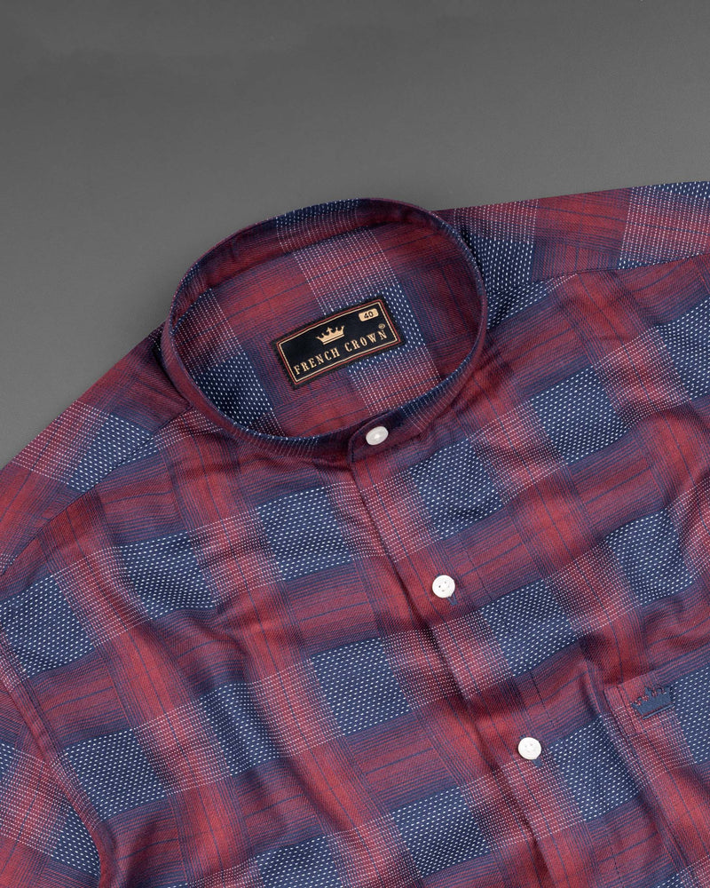 Claret Red with East Bay Twill Plaid Premium Cotton Shirt