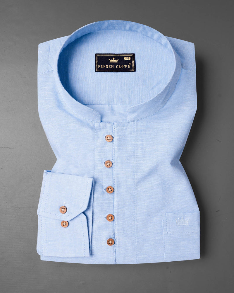 Spindle Blue Luxurious Linen Kurta Shirt