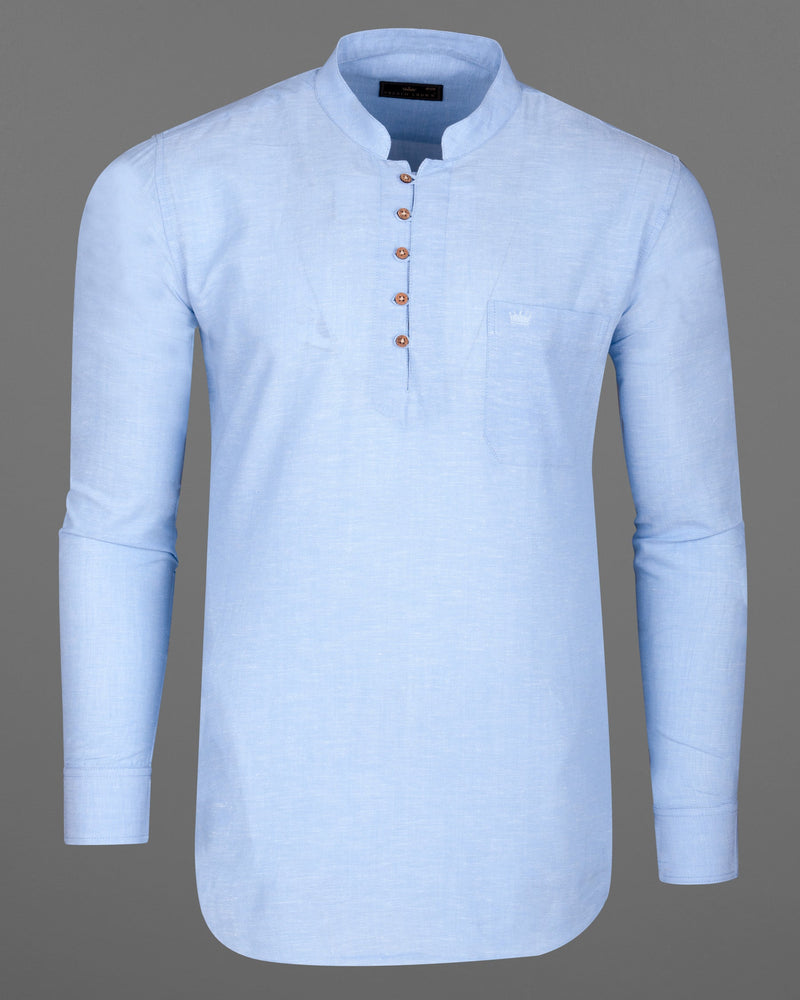 Spindle Blue Luxurious Linen Kurta Shirt
