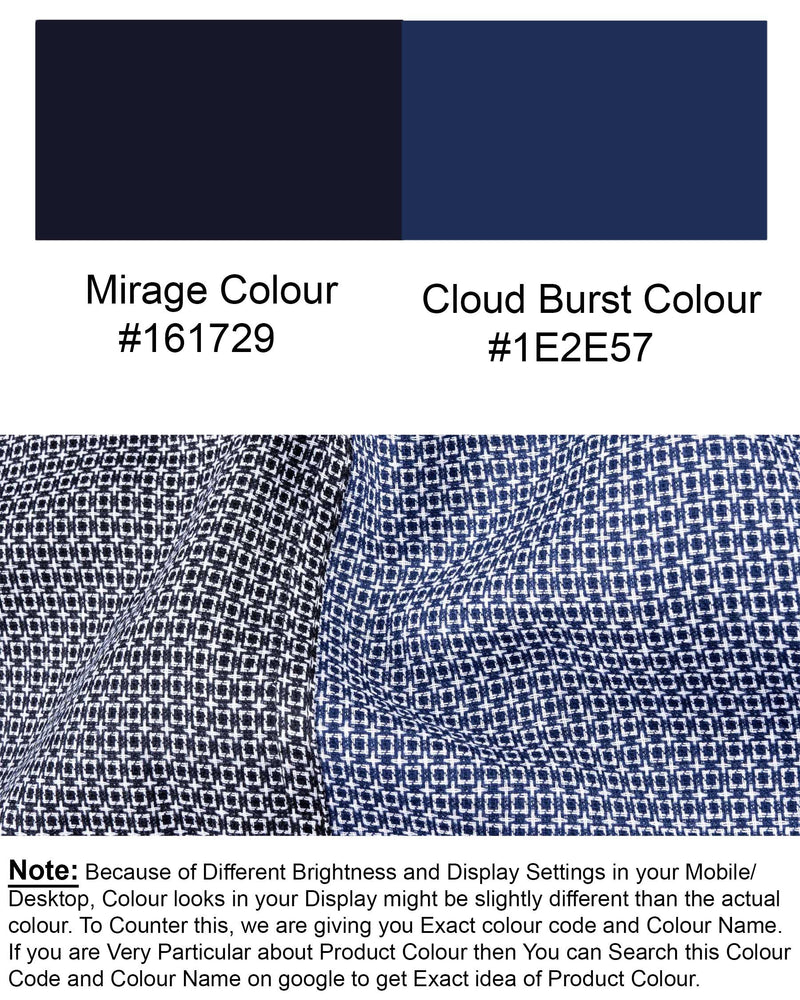 Half Mirage Half Cloud Burst Blue Dobby Textured Premium Giza Cotton Shirt