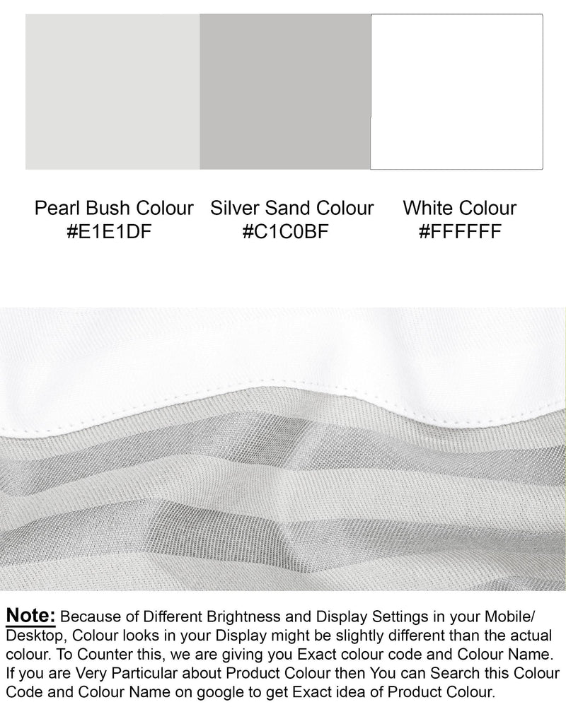 Half White and Half Grey Striped Twill Premium Cotton Designer Shirt