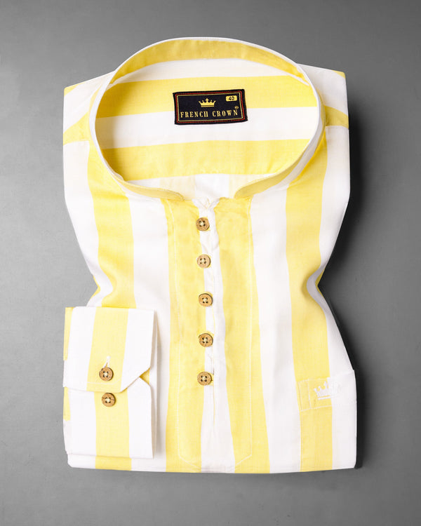 Sandwisp Yellow Striped Tencel Kurta Shirt