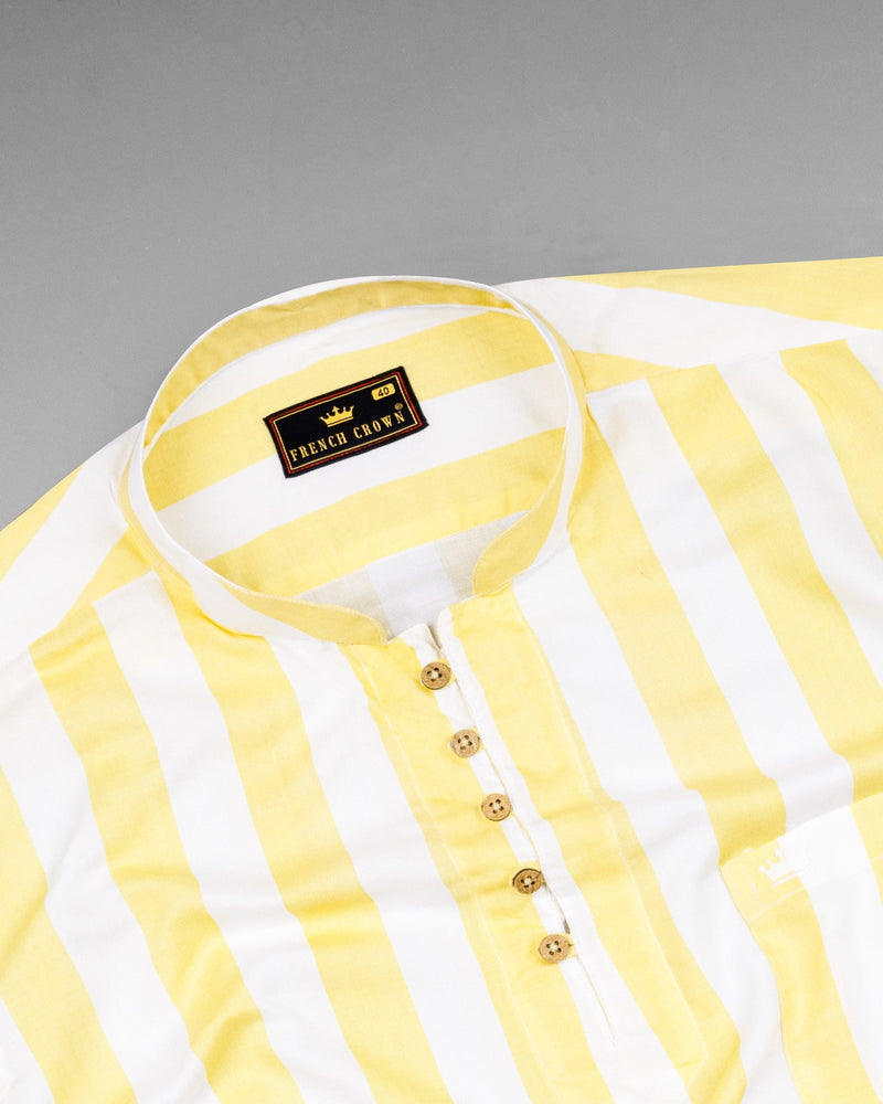 Sandwisp Yellow Striped Tencel Kurta Shirt