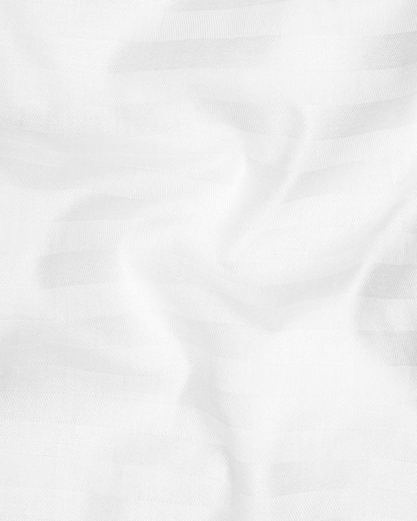 Bright White Subtle Striped Twill Premium Cotton Shirt
