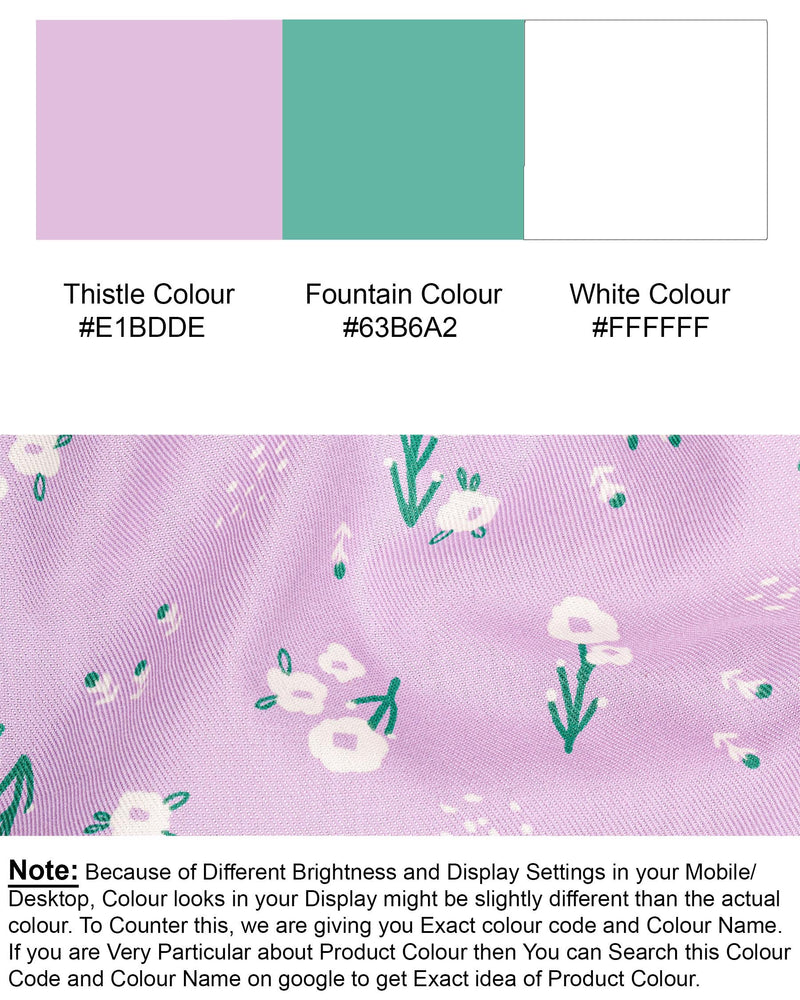 Thistle Pink Fountain Floral Printed Premium Tencel Kurta Shirt