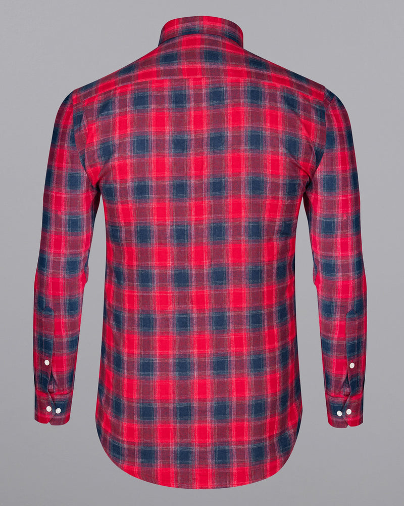 Debian Red with Rhino Blue Checkered Flannel Shirt