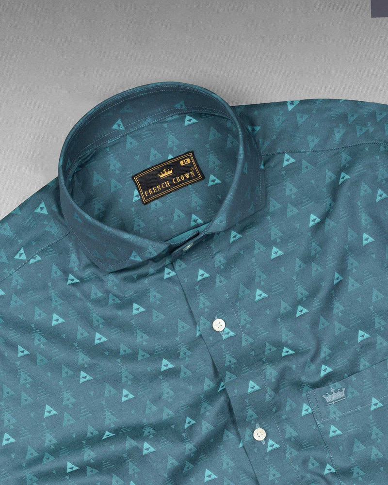 Cadet and Neptune Jacquard Triangle Textured Premium Giza Cotton Shirt