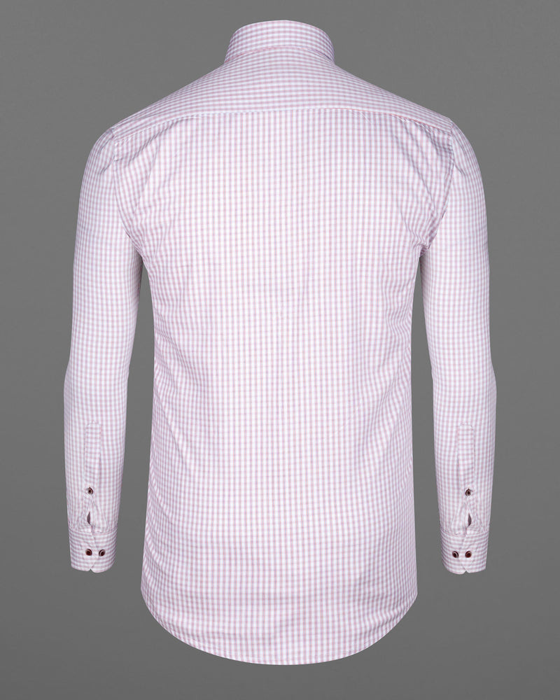 Bright White Checkered Premium Cotton Shirt