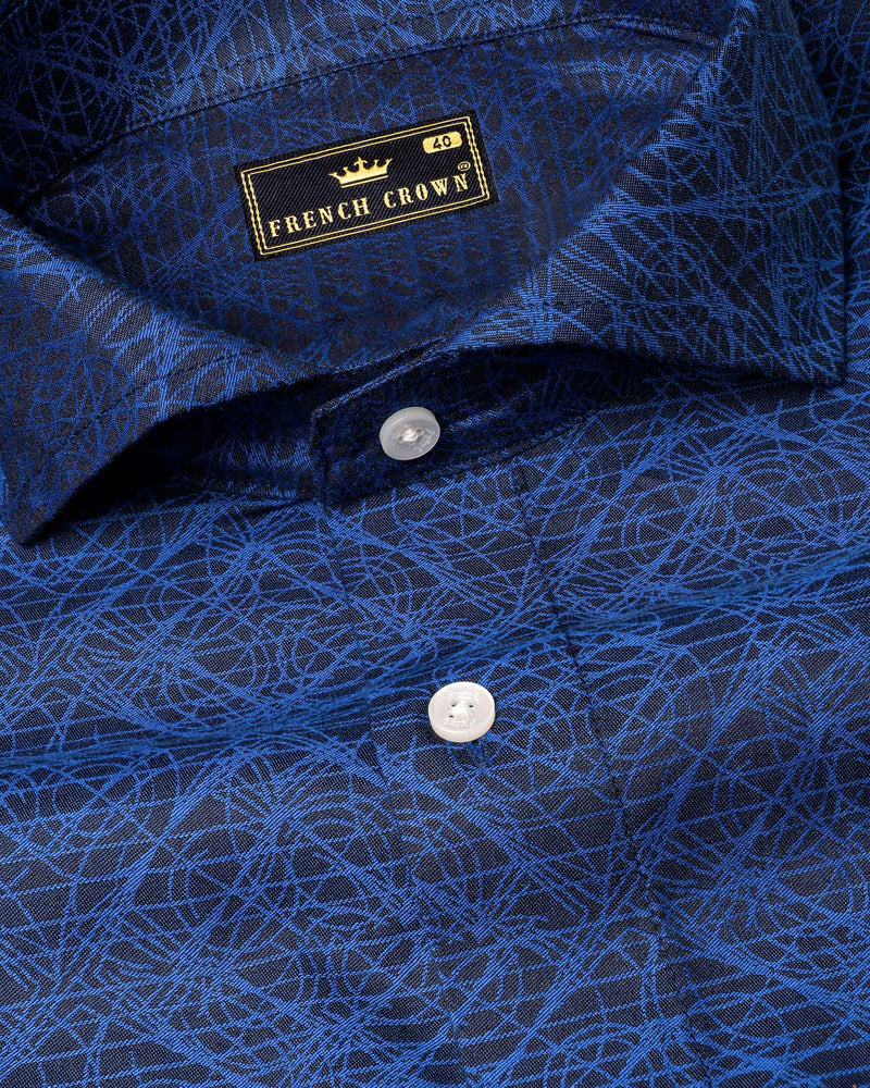 Sapphire Blue Scribbled Jacquard Textured Premium Giza Cotton Shirt 6766-CA-38,6766-CA-38,6766-CA-39,6766-CA-39,6766-CA-40,6766-CA-40,6766-CA-42,6766-CA-42,6766-CA-44,6766-CA-44,6766-CA-46,6766-CA-46,6766-CA-48,6766-CA-48,6766-CA-50,6766-CA-50,6766-CA-52,6766-CA-52