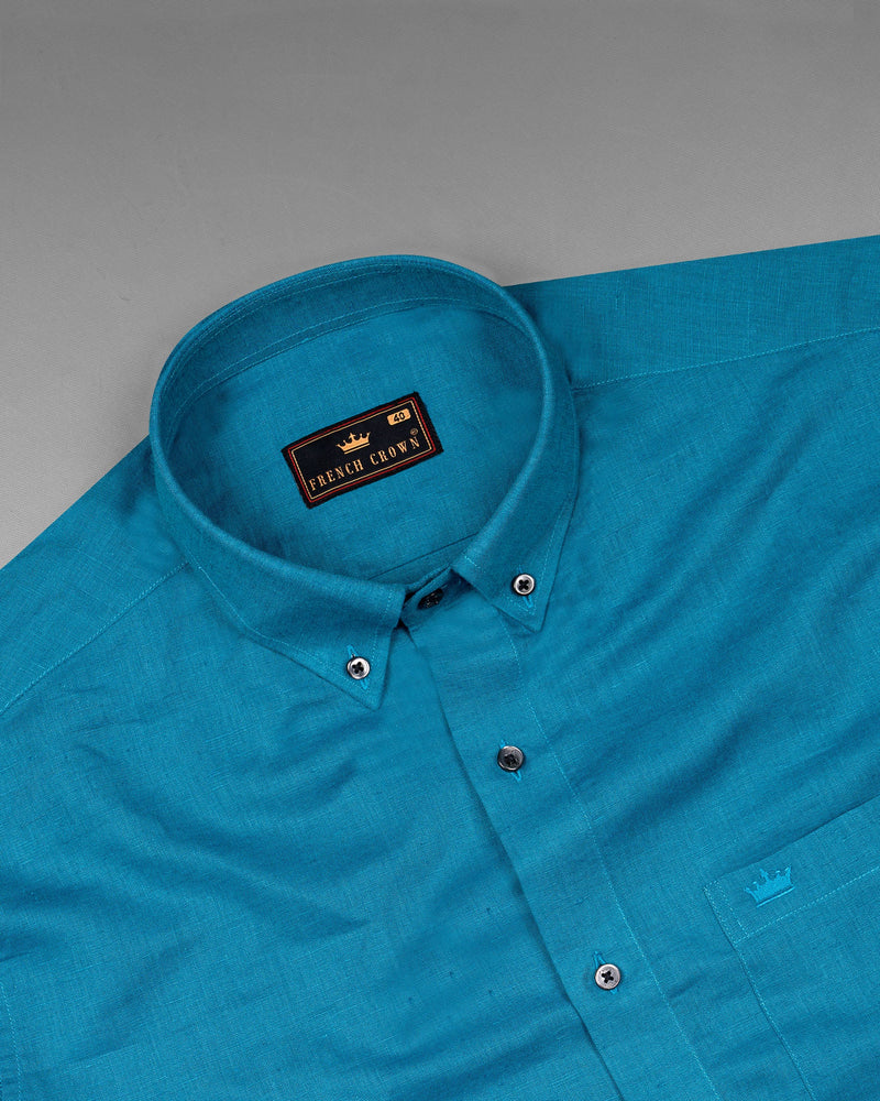 Cerulean Blue Luxurious Linen Shirt