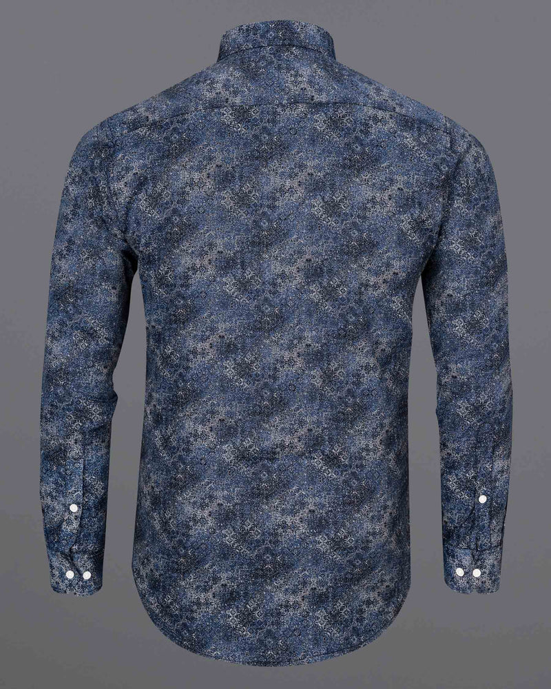 Rhino Blue with Cloud Gray Printed Super Soft Premium Cotton Shirt