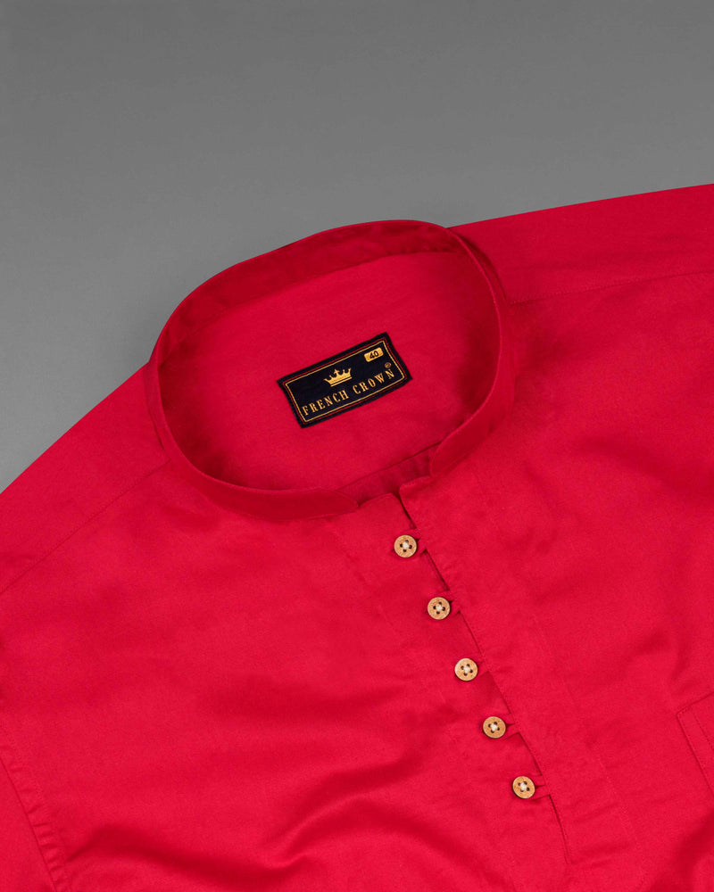 Crimson Red Super Soft Premium Cotton Kurta Shirt