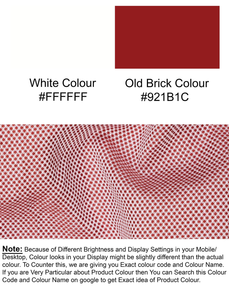 Bright White and Old Brick DNA-Like Dobby Textured Premium Giza Cotton Shirt 6813-38,6813-38,6813-39,6813-39,6813-40,6813-40,6813-42,6813-42,6813-44,6813-44,6813-46,6813-46,6813-48,6813-48,6813-50,6813-50,6813-52,6813-52