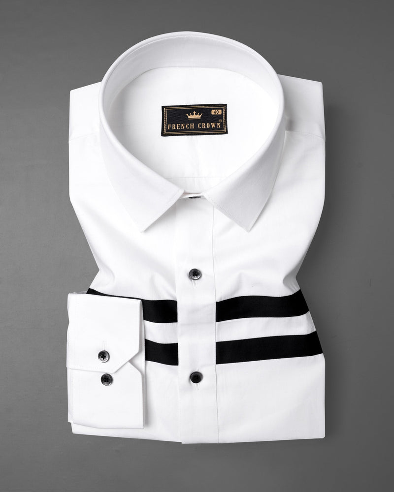 Bright White Striped Super Soft Premium Cotton Shirt