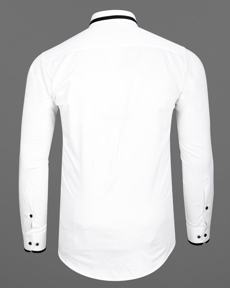 Bright White and Black Striped  Super Soft Premium Cotton Designer Shirt