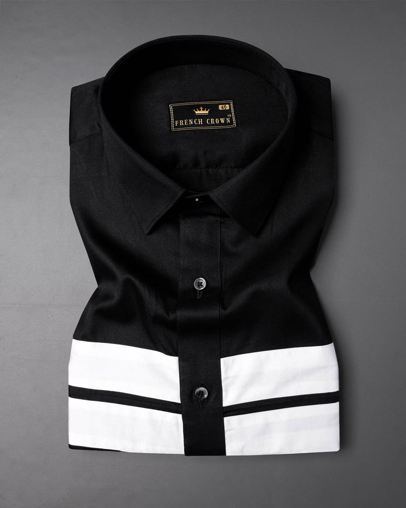 Jade Black with White Striped Super Soft Premium Cotton Designer Shirt