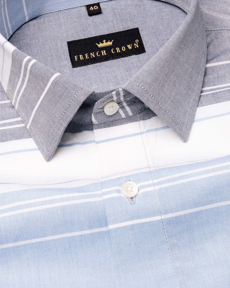 Amethyst Grey and White Striped Premium Cotton Shirt