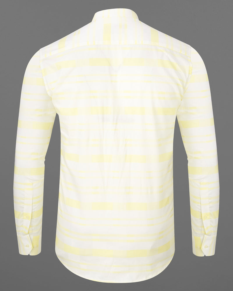Light Tan and White Smoky Striped Dobby Textured Premium Giza Cotton Shirt