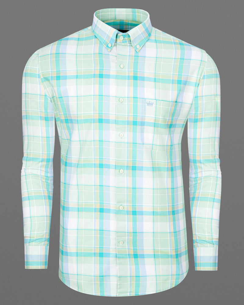 Scrunchie with Edgewater Gray Plaid Twill Premium Cotton Shirt