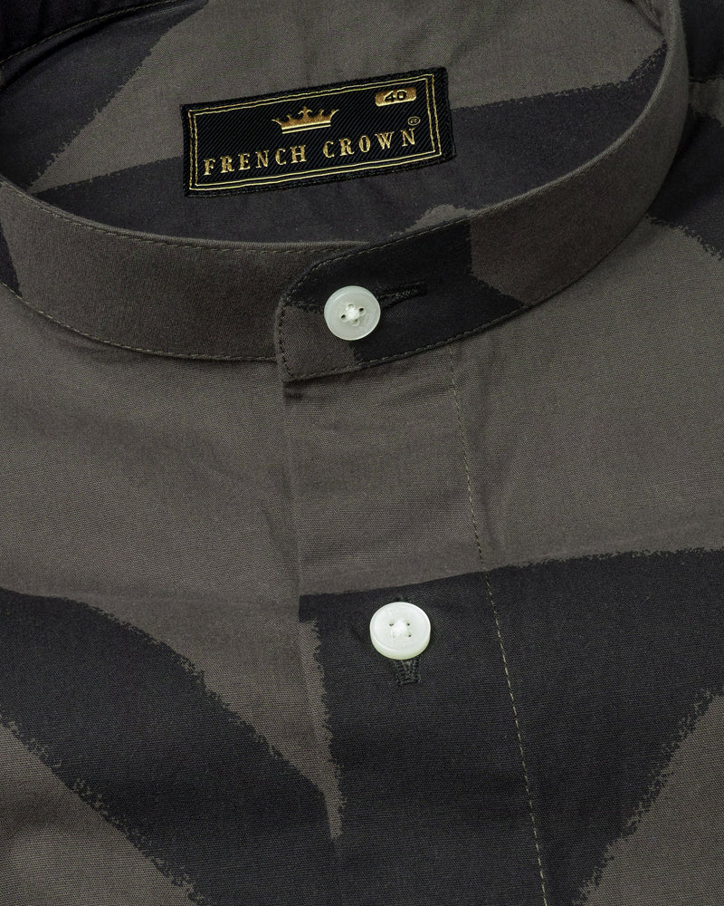 Fuscous Grey with Zeus Black abstract Patterned Premium Cotton Shirt