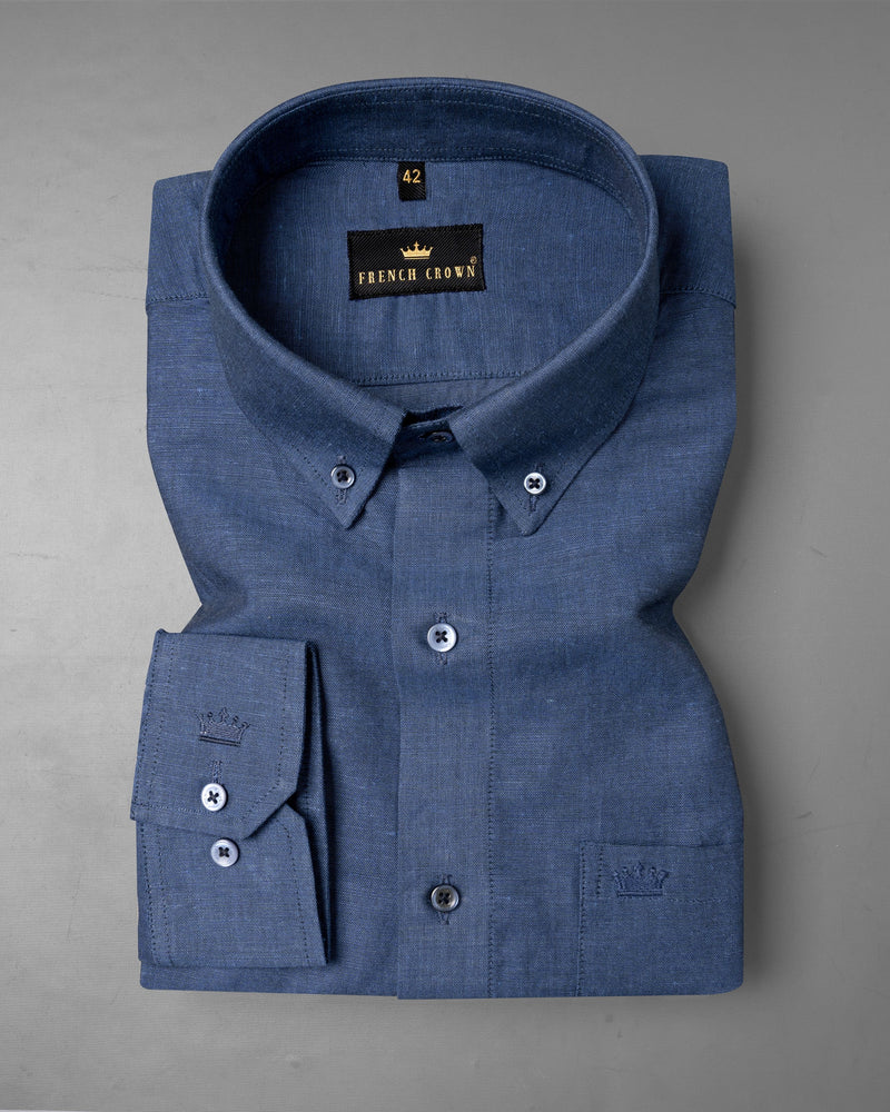 Rhino Blue Luxurious Linen Shirt