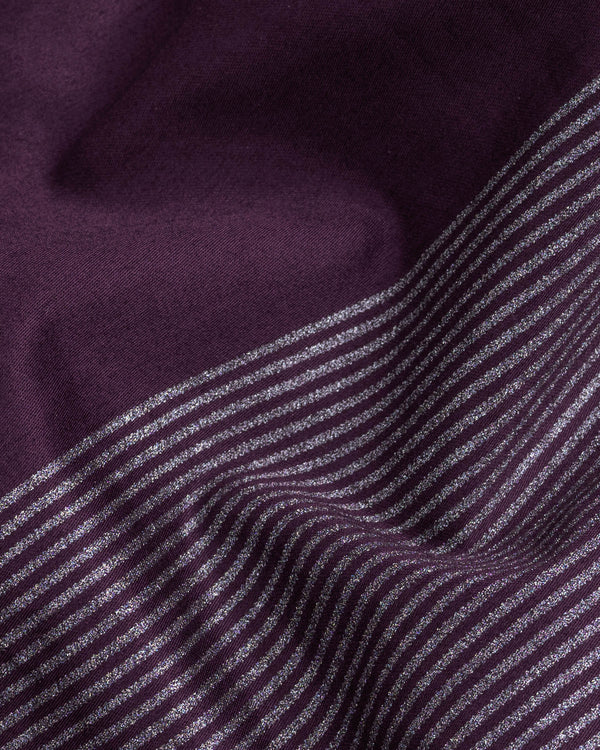 Half Thunder Purple Half Striped Premium Cotton Shirt