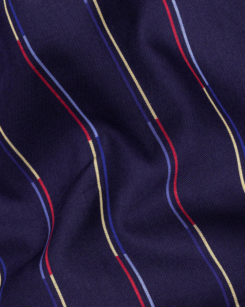 Comet Blue Multicolour Striped Royal Oxford Shirt